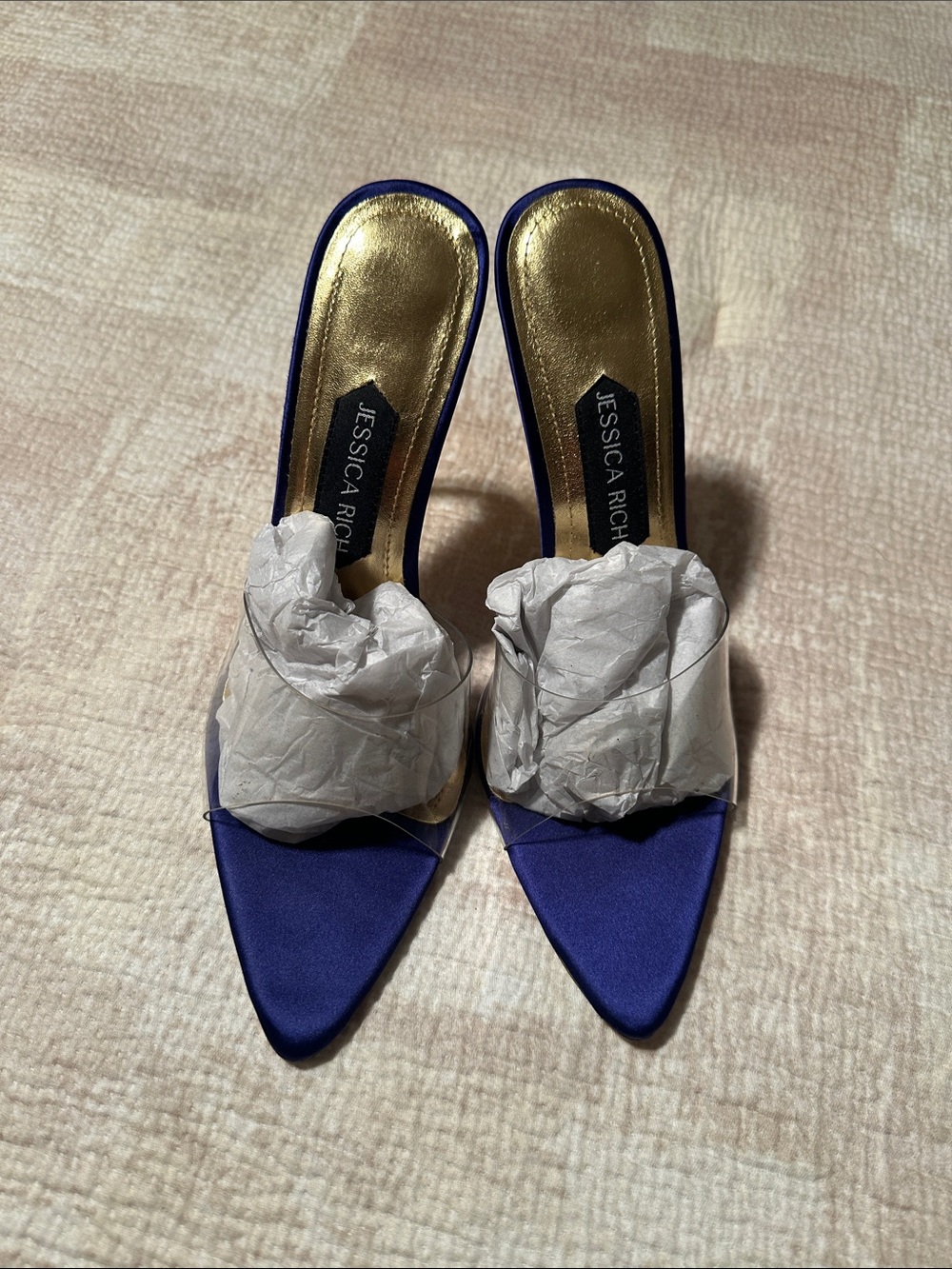 Jessica Rich Purple Clear Mule Heels